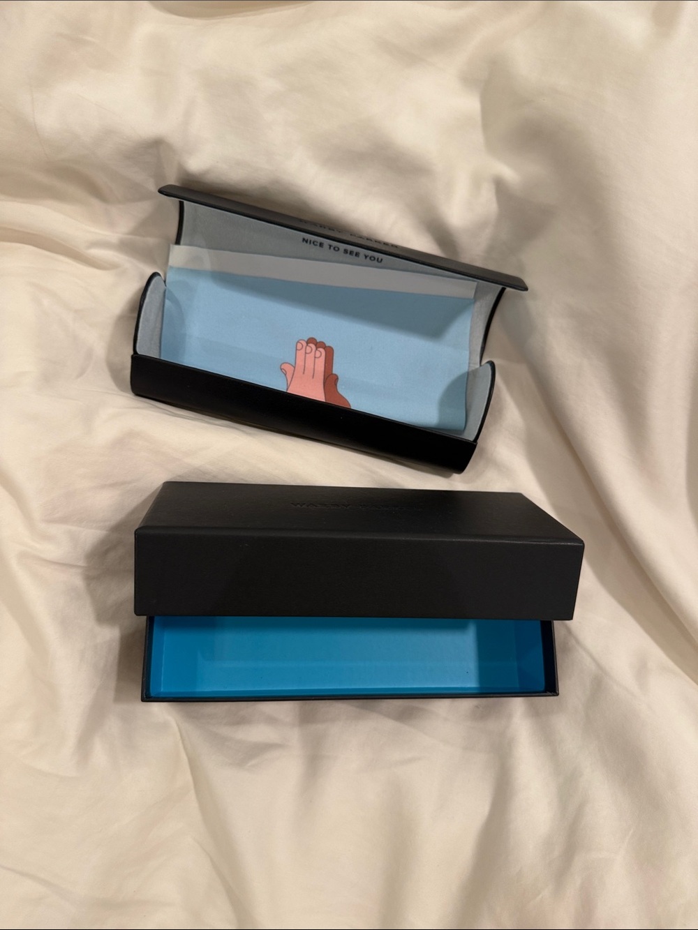 Black Sunglasses Case with Light Blue Interior